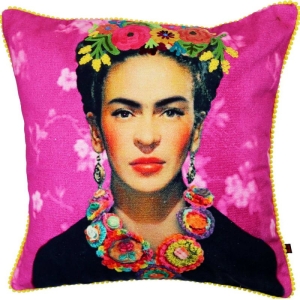 Μαξιλάρι Frida φούξια 45x45εκ. Κεντημένο βαμβακερό